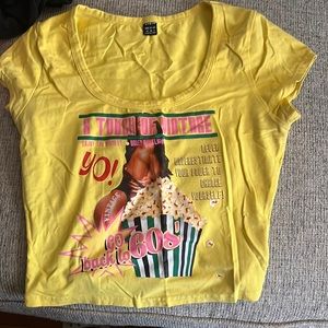 Yellow graphic cropped tee , (side note )Medium but runs on the smaller side